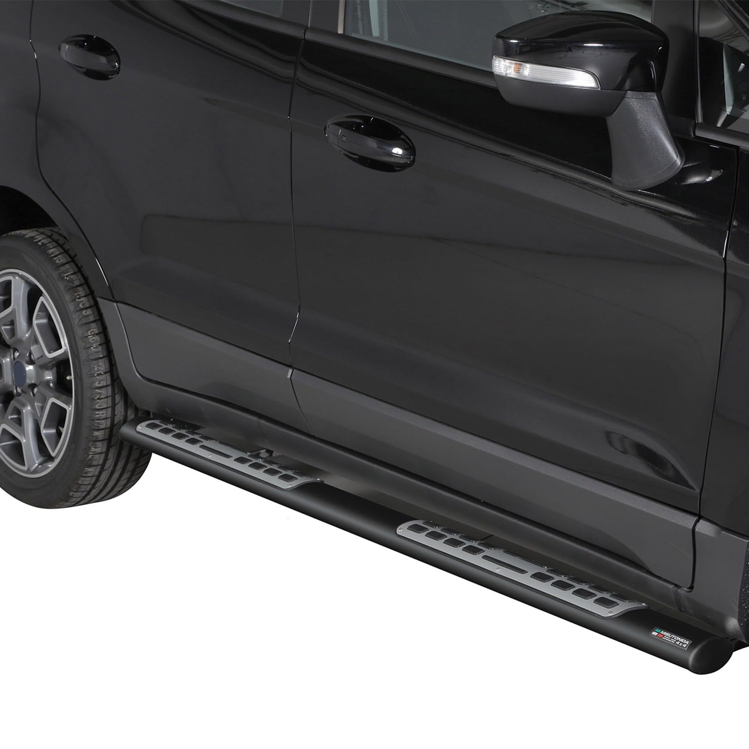 OMAC Acero INOX Faldones Laterales Schwellerrohre Compatible con Ford Ecosport 2013-2017 Negro