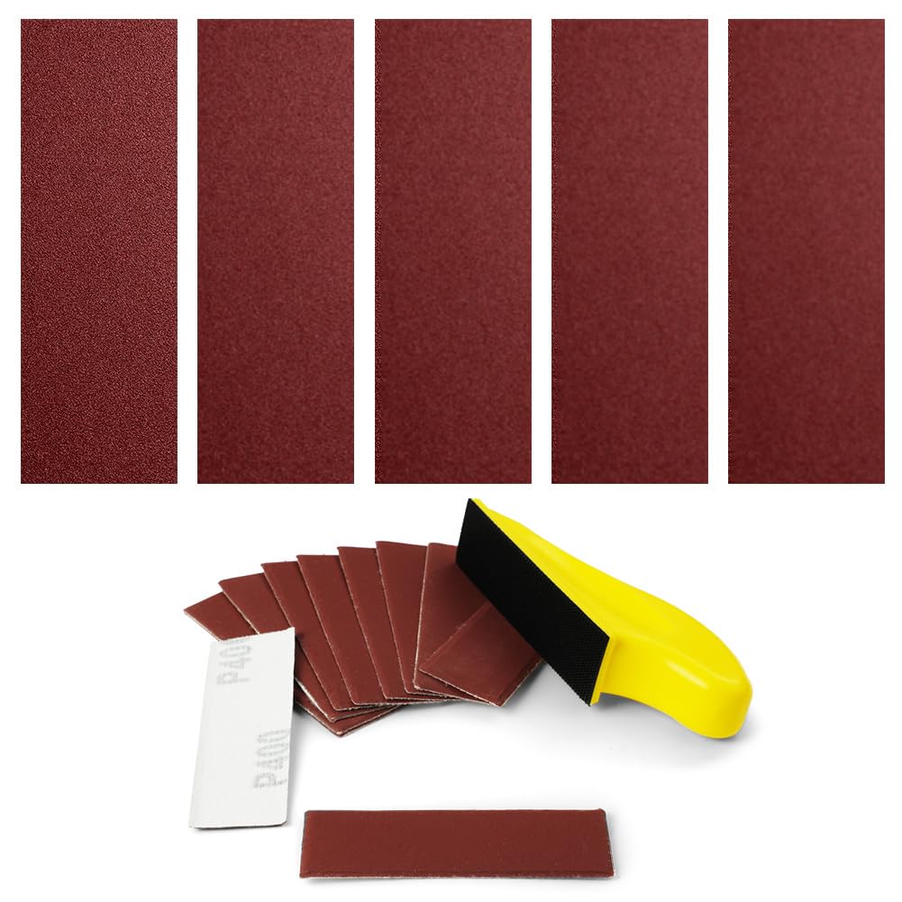 URAQT Juego de Papel de Lija Húmedo y Seco, 130 Piezas Papel de Lija Grueso a Fino Grano de 40-1000, 1 Microlijadora Manual para Pulir Coches Metal Madera Muebles, 30 x 90mm