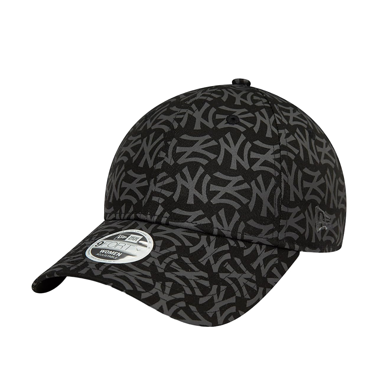 New Era Women's Black 9Forty Mono Yankees Capera - Mlb Cap Baseball Curved Brim Metal Buckle, With Peak Summer Spring-Summer - One Size