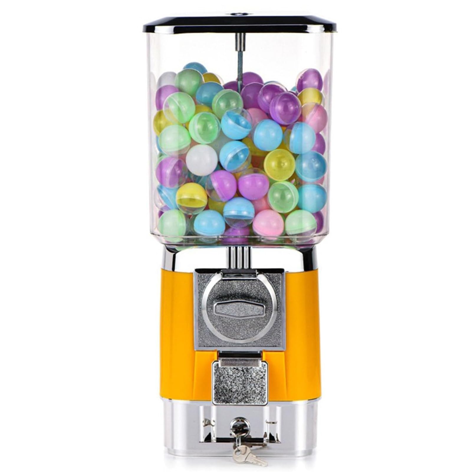200 palline vuote, 100 gettoni in acciaio inossidabile, distributori automatici di caramelle, salvadanaio a gettoni for palline rimbalzanti, caramelle, distributore automatico(Yellow)