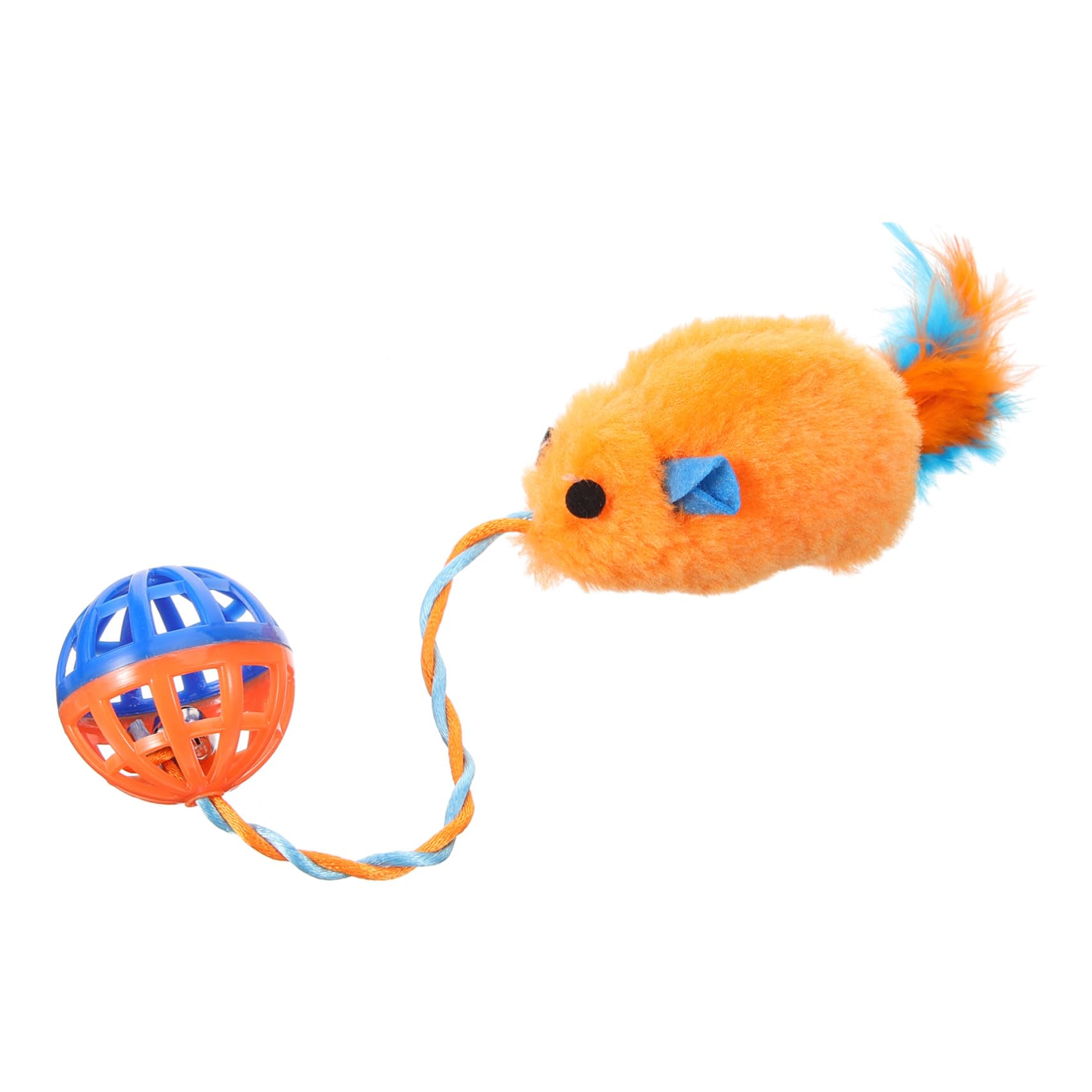 Jouet Interactif et Souris en Peluche pour Chaton avec Clochette en Plastique Soulagement du Stress L'ennui Jouet Portable pour Chat Intérieur