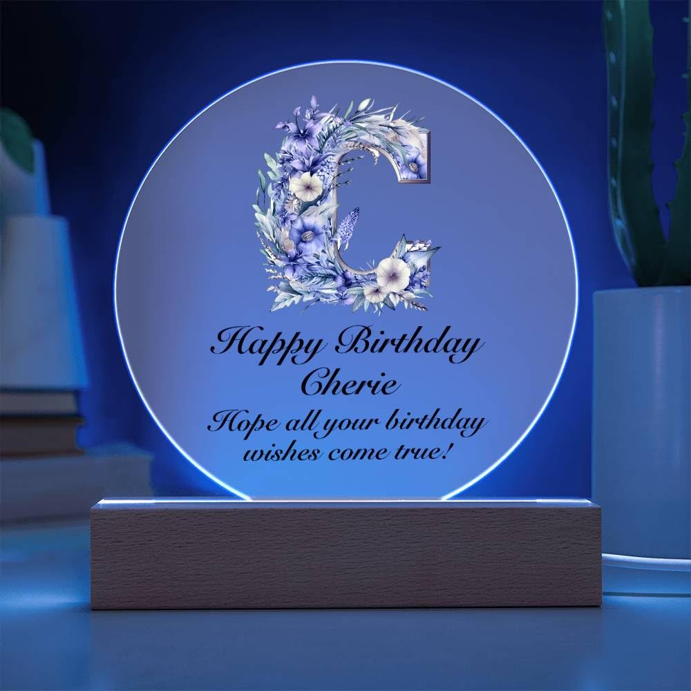 Amazon.com: Happy Birthday Cherie v02 - Circle Acrylic Plaque With
