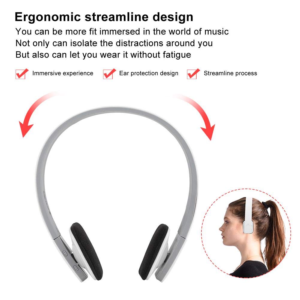 VBESTLIFE Casque Bluetooth, Casque de Sport stéréo sans Fil Bluetooth 5.0 BQ618 avec Microphone en Cours d'exécution Fitness Heavy Bass Audio Mains Libres Casque(Blanc)