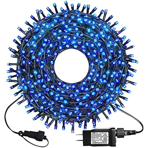 kemooie 300 LED Outdoor Christmas Lights, 99FT 8 Twinkle Modes Green Wire Fairy String Lights for Indoor Outdoor Christmas Tree Lights Wedding Party Decorations(Blue) Cover