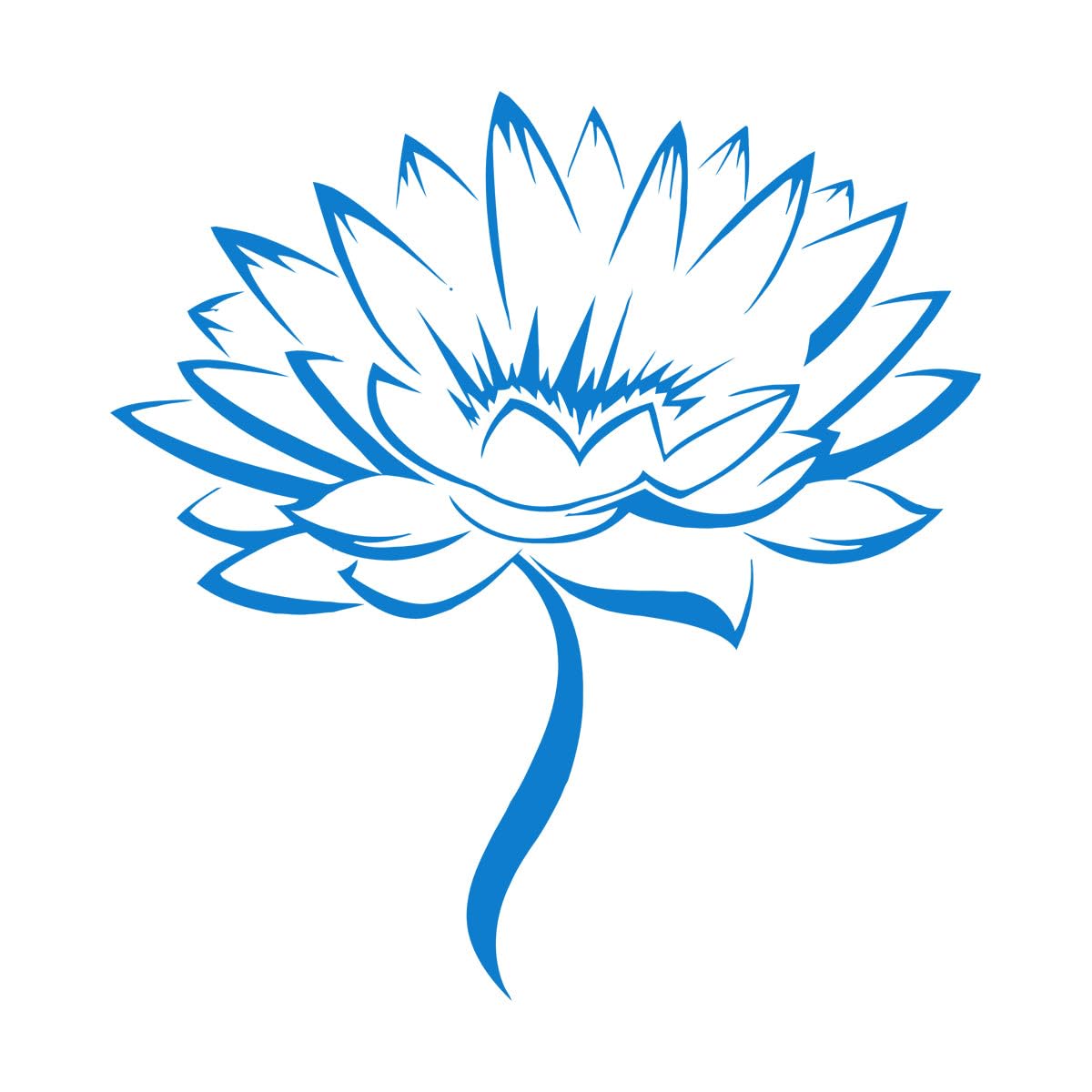Engraving Stickers Lotus Flower Blossom House 36x38.5cm It Won't Fall Off Small Blue โ image 1