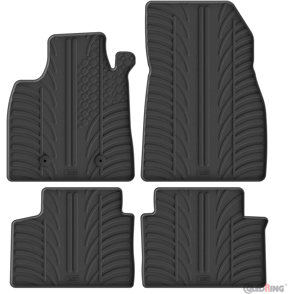 Gledring Set of Rubber Mats Compatible with Dacia Duster III Hybrid 140/155 & Eco G-100 2024- (T Profile 4-Piece + Mounting Clips)