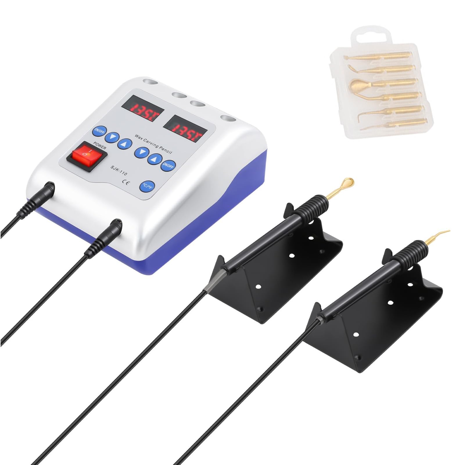 Machine à cire électrique numérique 50 W, 2 A, avec 6 pointes, 2 porte-stylos et 2 stylos, 50-200 °C, Cire dentaire pour machines et appareils, couteau à cire électrique pour dentistes