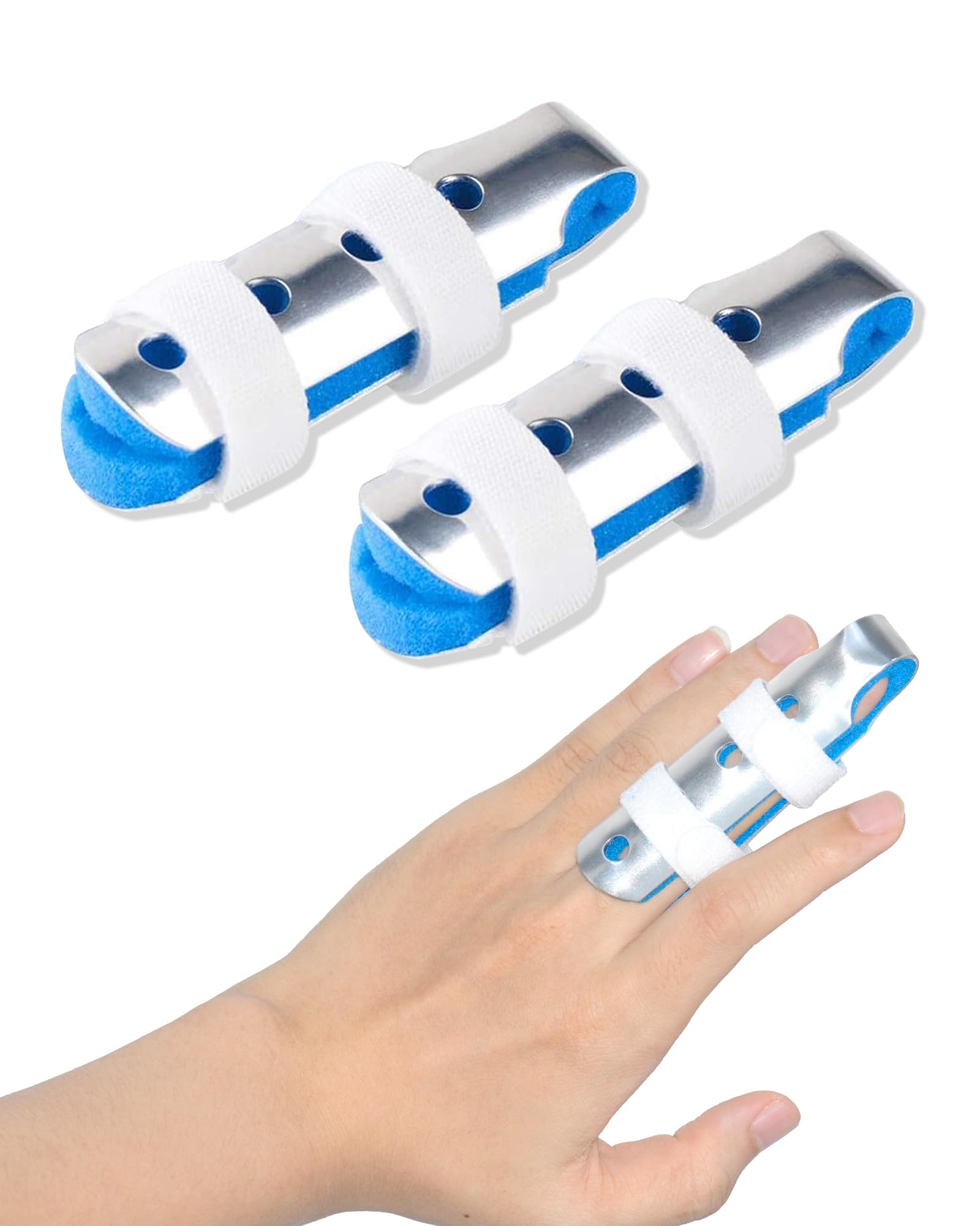 2pcs Finger Splint Metal, Large Size Broken Finger Brace Splint, Finger Splints for Arthritis to Straighten Ring Thumb Pinky Pointer Finger Support for Adults