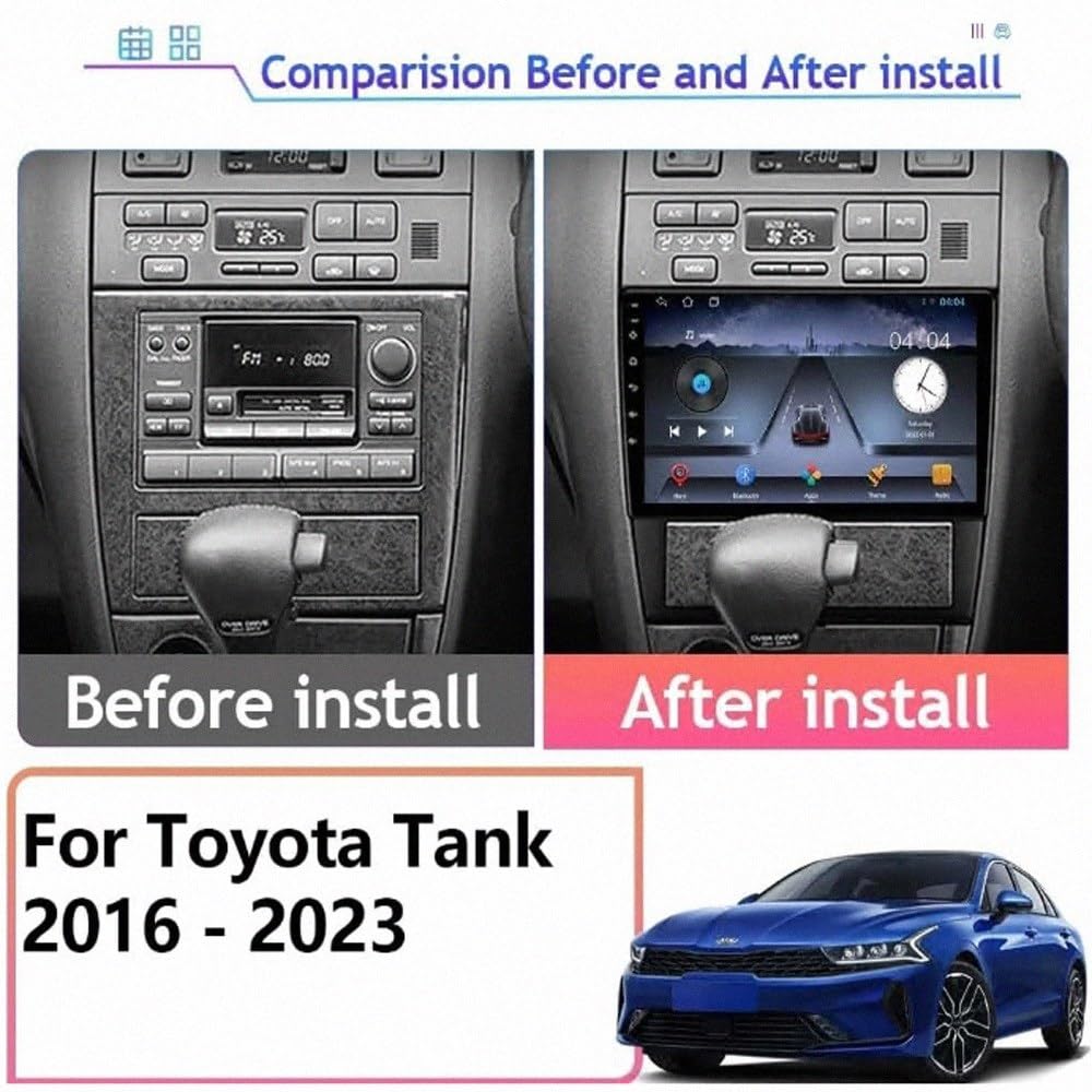 Radio Macchina Touch Screen per Toyota Tank 2016-2023 Wireless Carplay Android Auto Stereo Auto Bluetooth Ips con Pantalla Táctil con Gps, 8 Nucleo 6G+128G