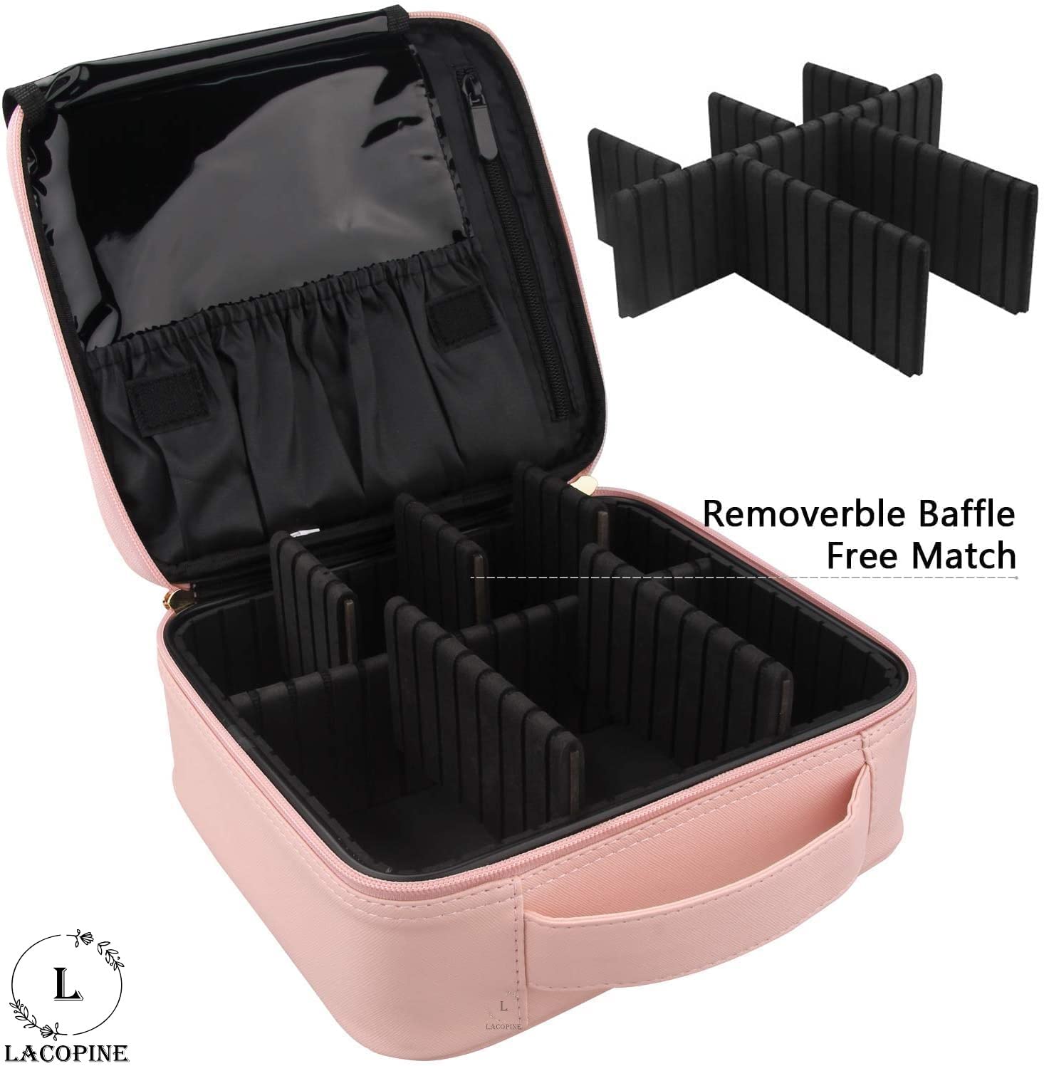 LACOPINE Portable Makeup Bag EVA Professional Makeup Artist Bag Makeup Train Case Makeup Organizer Bag for Travel and Home Use (Baby Pink, 10 INCH (1 Layer)) 4
