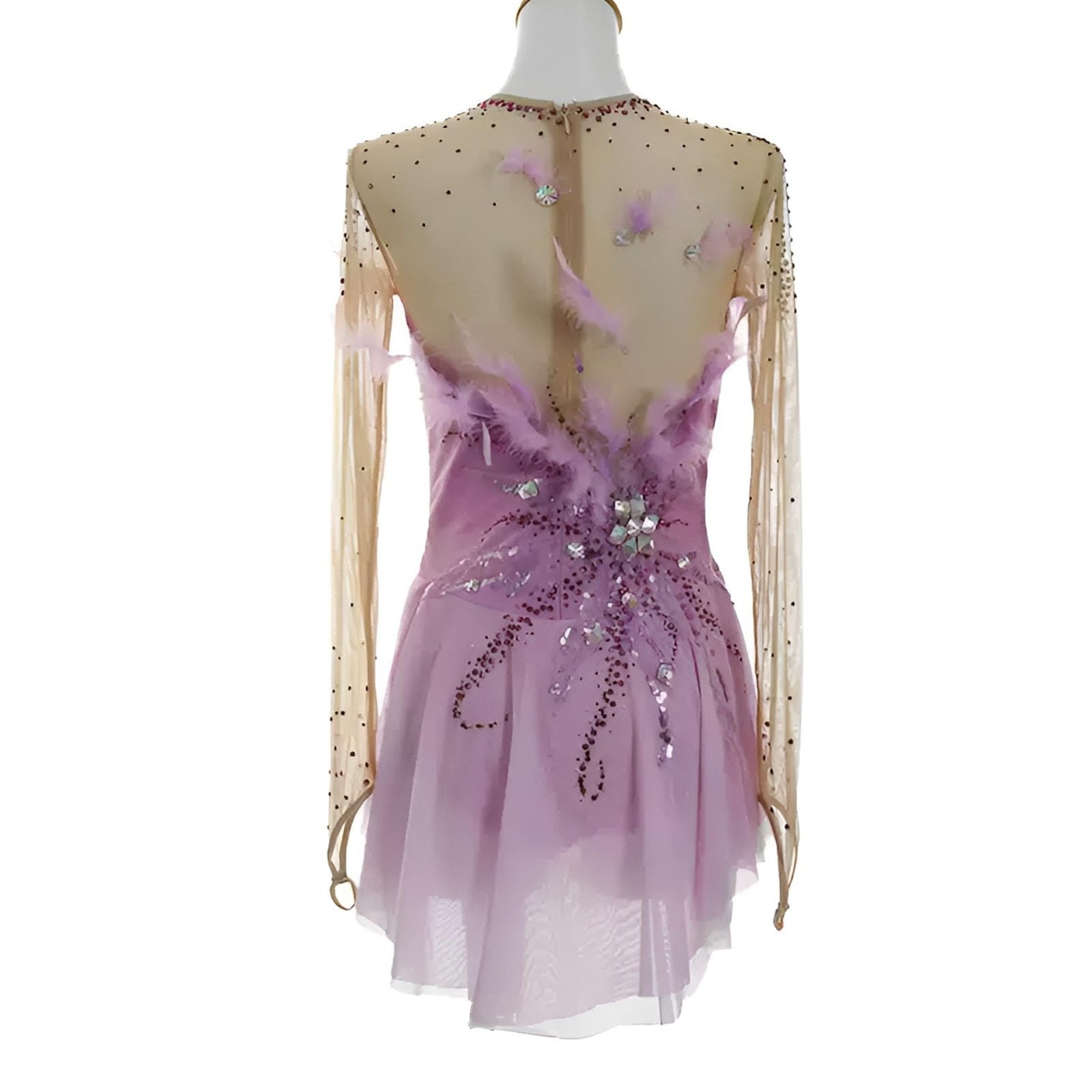 Figure Skating Dress for Girls, High Elasticity Ice Skating Dress for Competition, Customizable Team Uniforms(Large) Purple