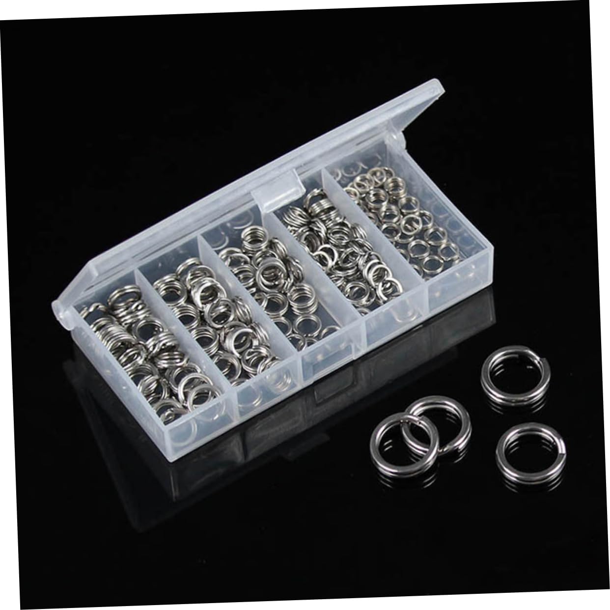 Mipcase 200 Pezzi anello per attrezzatura da pesca Resistente e durevole anelli spaccati in acciaio inossidabile pesca con doppi anelli spezzati doppia apertura anello diviso connettore