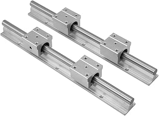 2Pcs 30cm Linear Rail Guide,Locking Type SBR12 Slide Rail Shaft,with 4Pcs Bearing Slide Block,High Hardness,Anti-Rust, for DIY CNC Routers, Mills, Lathes