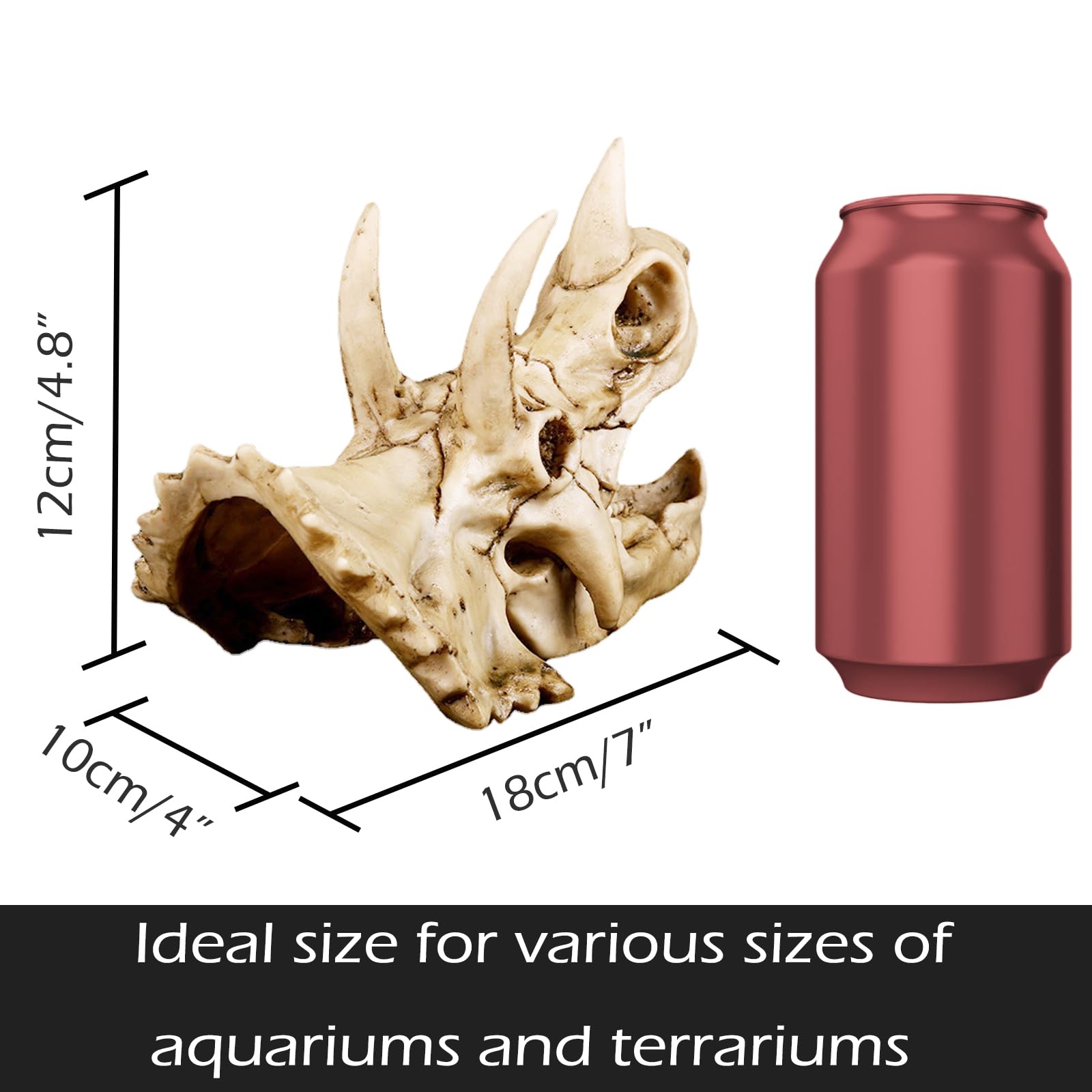 Kocris Casa Fish Hideout Cave Dinosaur Animal Skull Reptile Vivarium Ornament Halloween Décor for Terrarium Aquarium Large Decorations Betta Tarantula Snake Decor Bones - Image 2