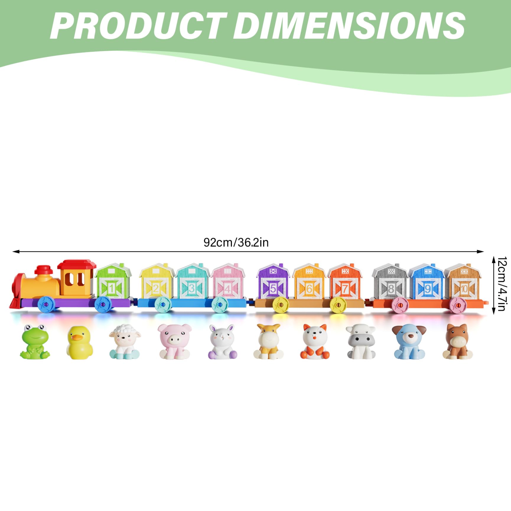Set di treni per bambini piccoli, attività di conteggio, abbinamento e ordinamento, giocattolo per trenini per bambini piccoli con animali da fattoria, marionette da dito, giocattoli Montessori p