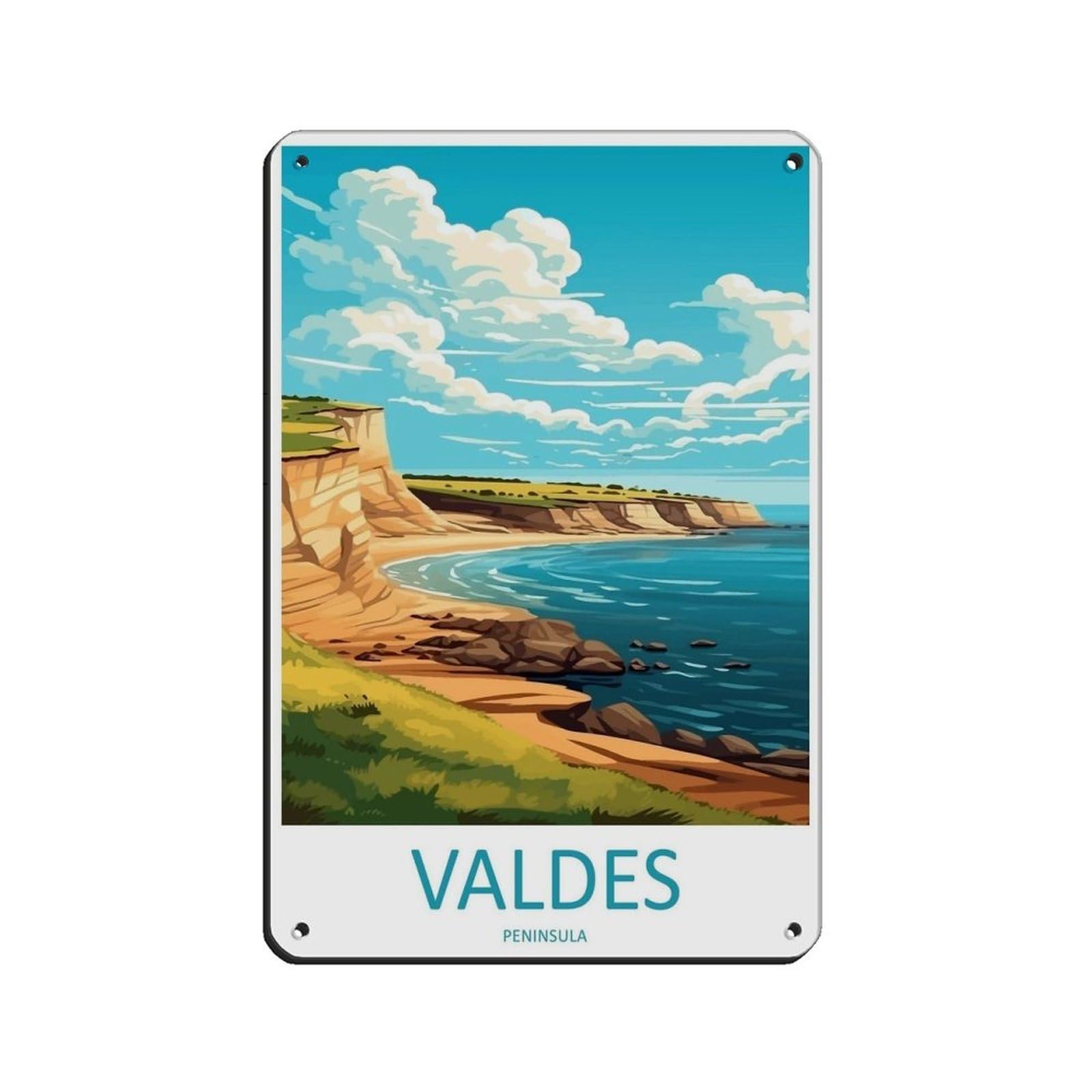 Valdes Peninsula Travel Art Argentina Retro Poster Metal Tin Sign Chic Art Retro Iron Painting Bar People Cave Cafe Family Garage Poster Wall Decoration 8x12inch(20x30cm)
