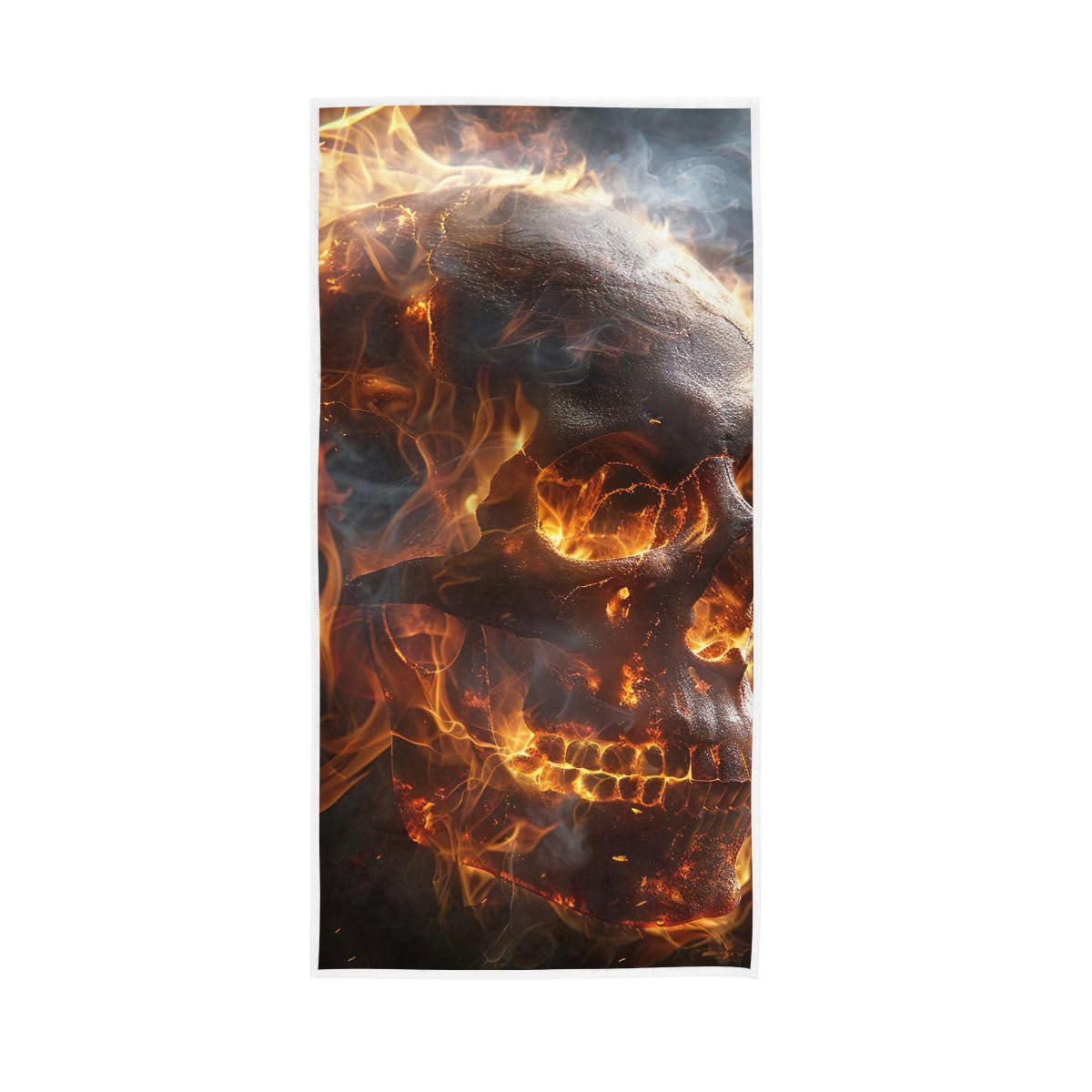 HUYGD Skull and Fire Hand Towels Cotton Absorbent Soft Decorative Towel for Bathroom 15 x 30 Inch