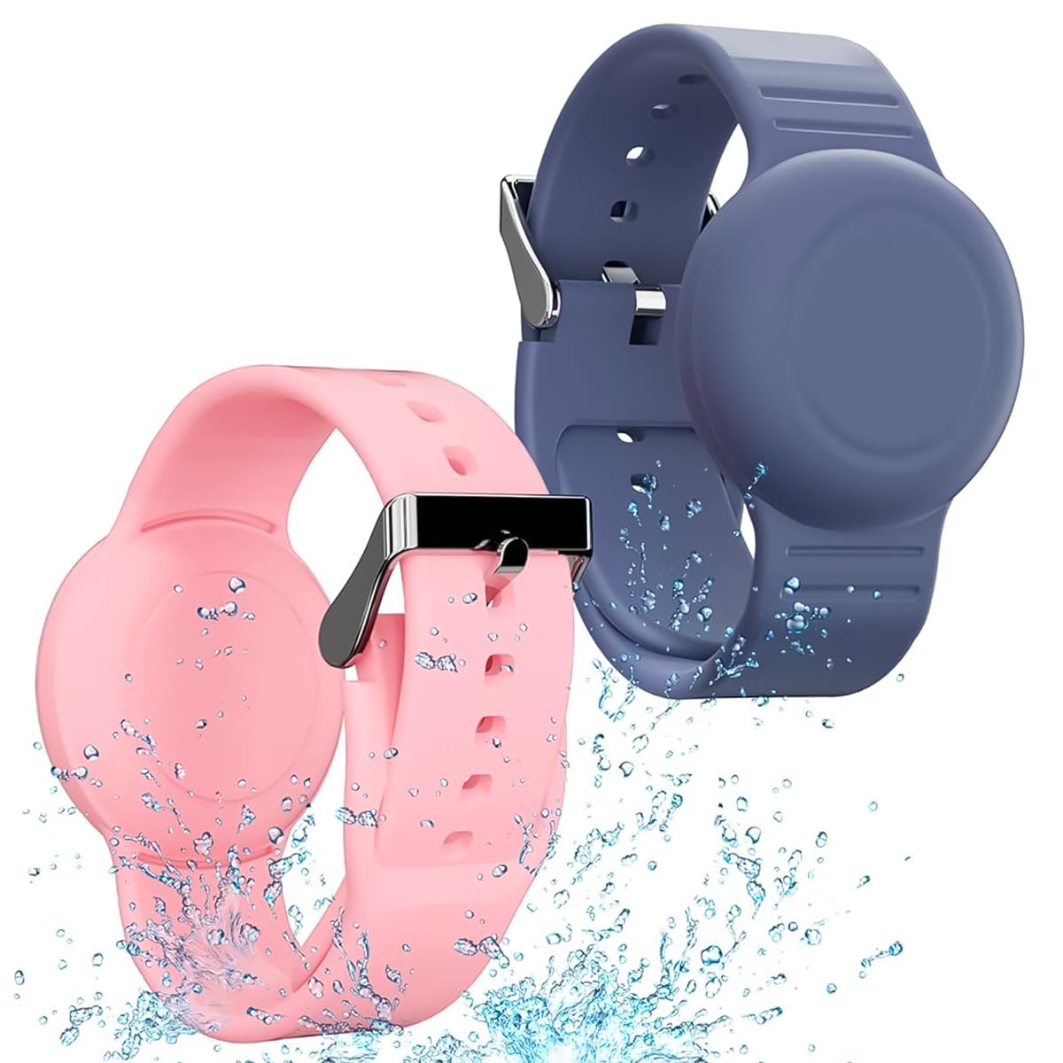 Waterproof AirTag Bracelet for Kids(2 Pack), Soft Silicone Air Tag Hidden Wristband, Lightweight GPS Tracker Compatible with Apple AirTag Watch Band for Child (Grey Blue & Pink) (B0CZDW6WB2) Amazon Price History, Amazon Price Tracker
