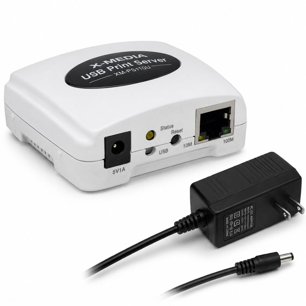 X-Media XM-PS110U - Server di stampa USB a 1 porta 10/100 Mbps, con porta USB 2.0