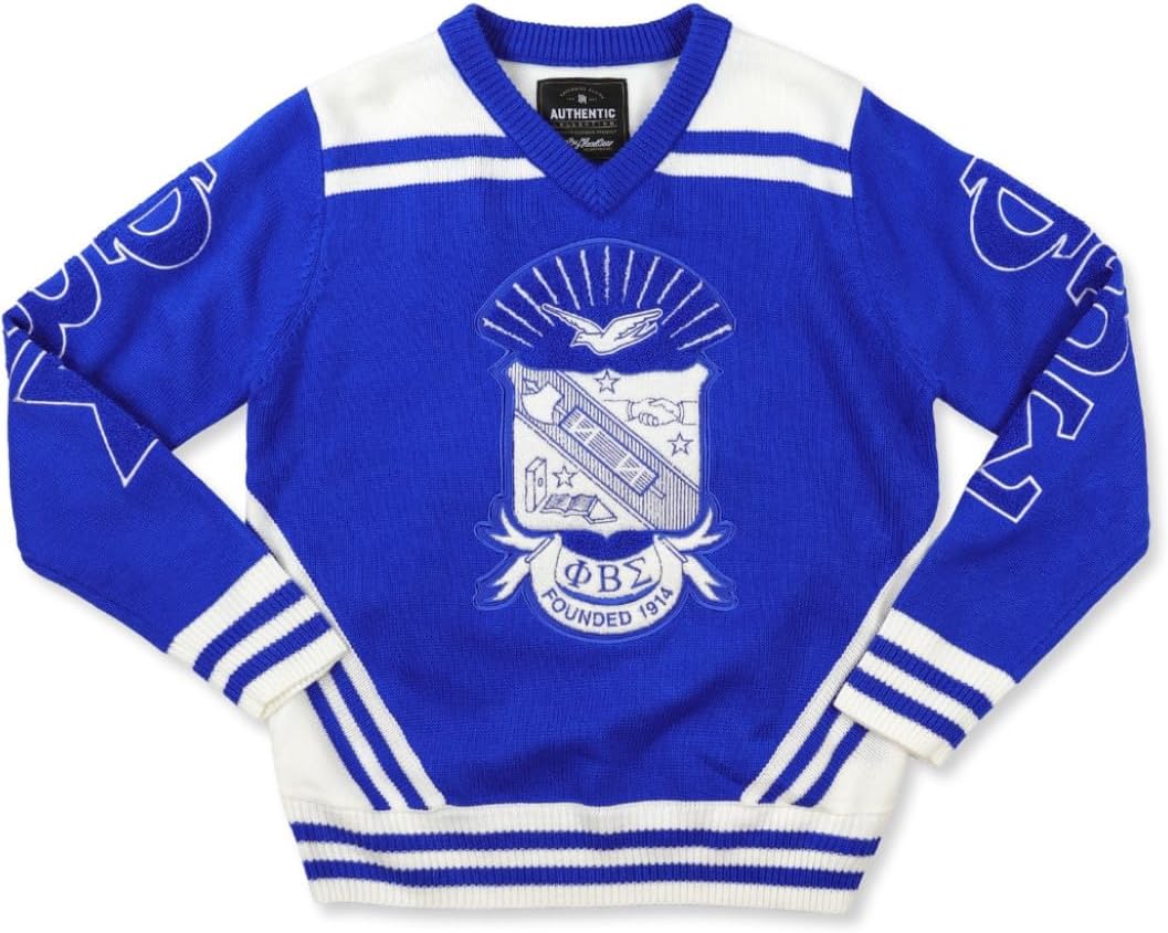 Big Boy Phi Beta/Β Sigma Divine 9 S5 V-Neck Sweater [Royal Blue] - ID#73797-146-32-0-0