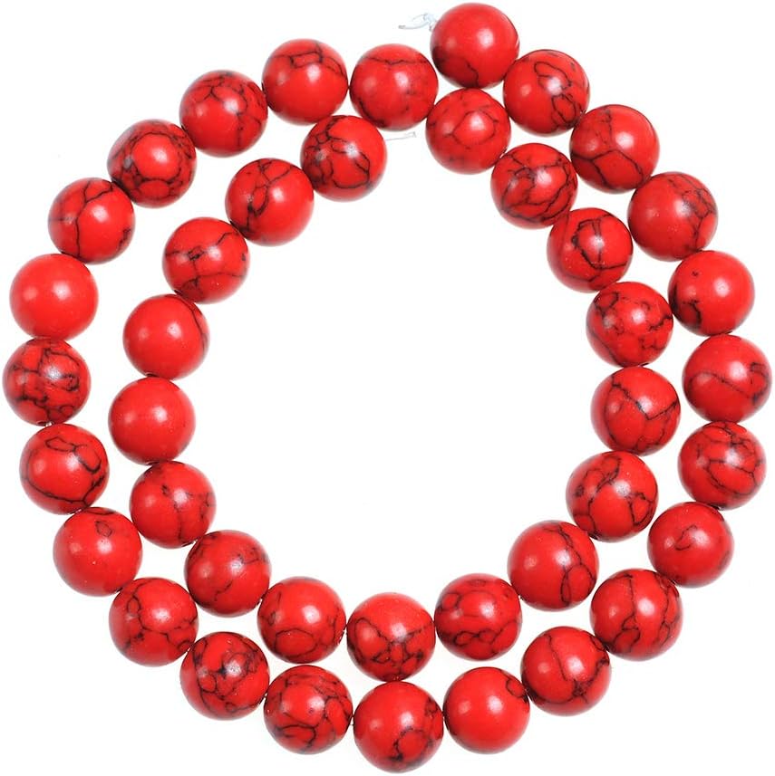 Natural Stone Beads 8mm Red Turquoise Gemstone Round Loose Beads Crystal Energy Stone Healing Power for Jewelry Making DIY,1 Strand 15" - Image 2