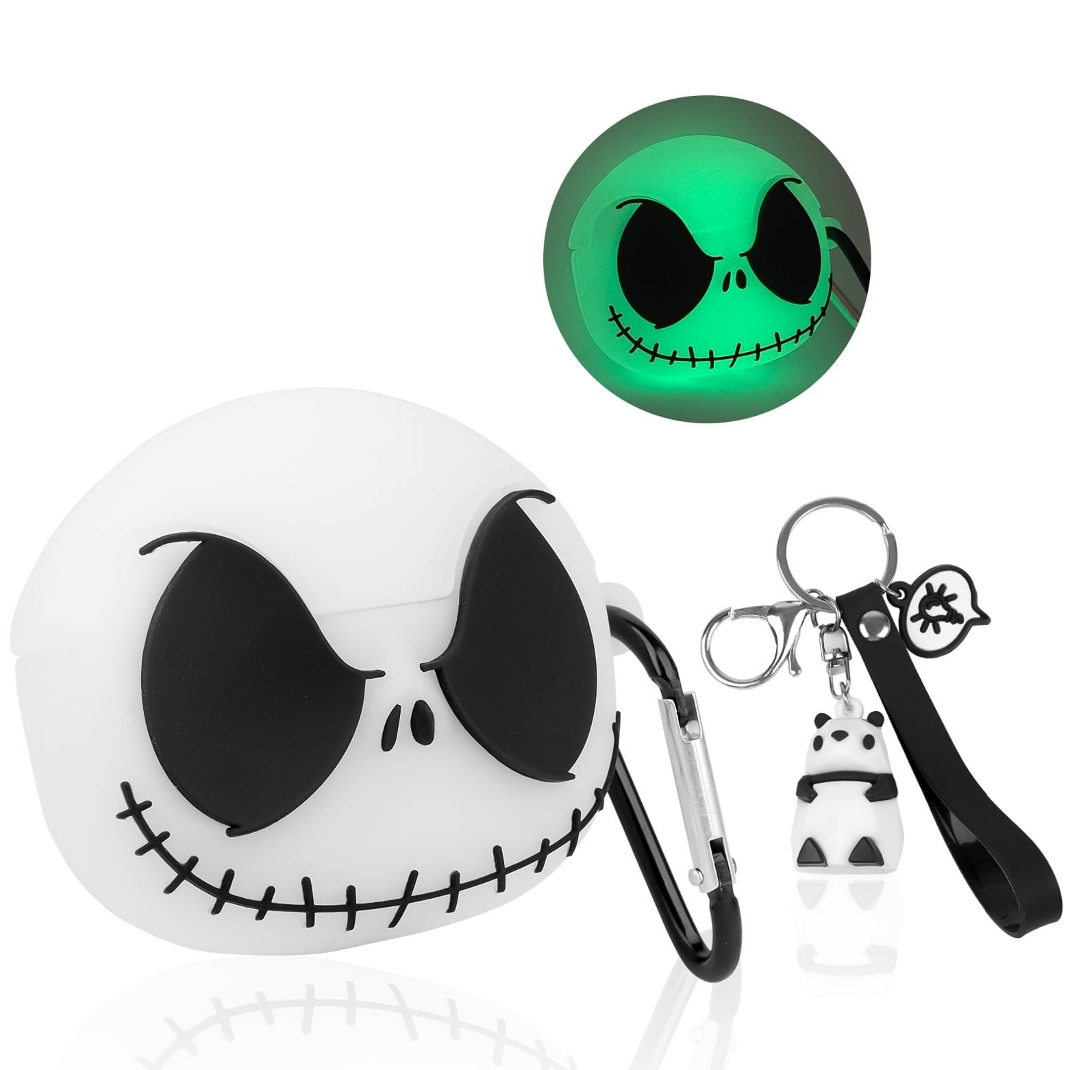 Compatible with Airpods Pro/Pro 2nd Generation Case Cover with Cute Panda Keychain, Glows in The Dark Funny Cute Anime Soft Silicone Cases for Apple Airpods Pro Case/Pro 2 Case