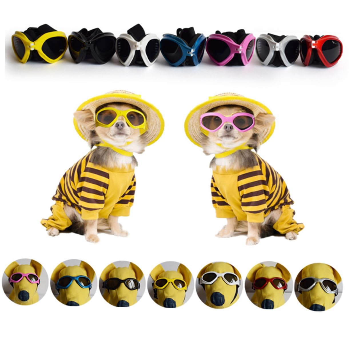 SUPVOX Pet Sunglasses Pink Dogs Cats Eye Protection Uv Blocking Adjustable Straps Stylish Dog Goggles for Comfort