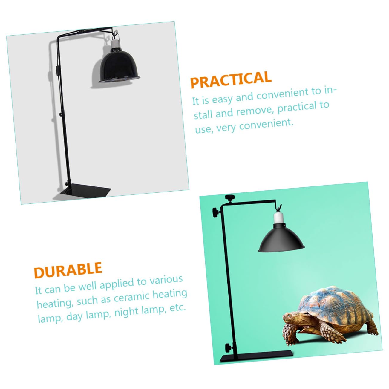 WOONEKY Supporto per Lampada per Rettili Regolabile Lampada Riscaldante per Animali Design Elegante