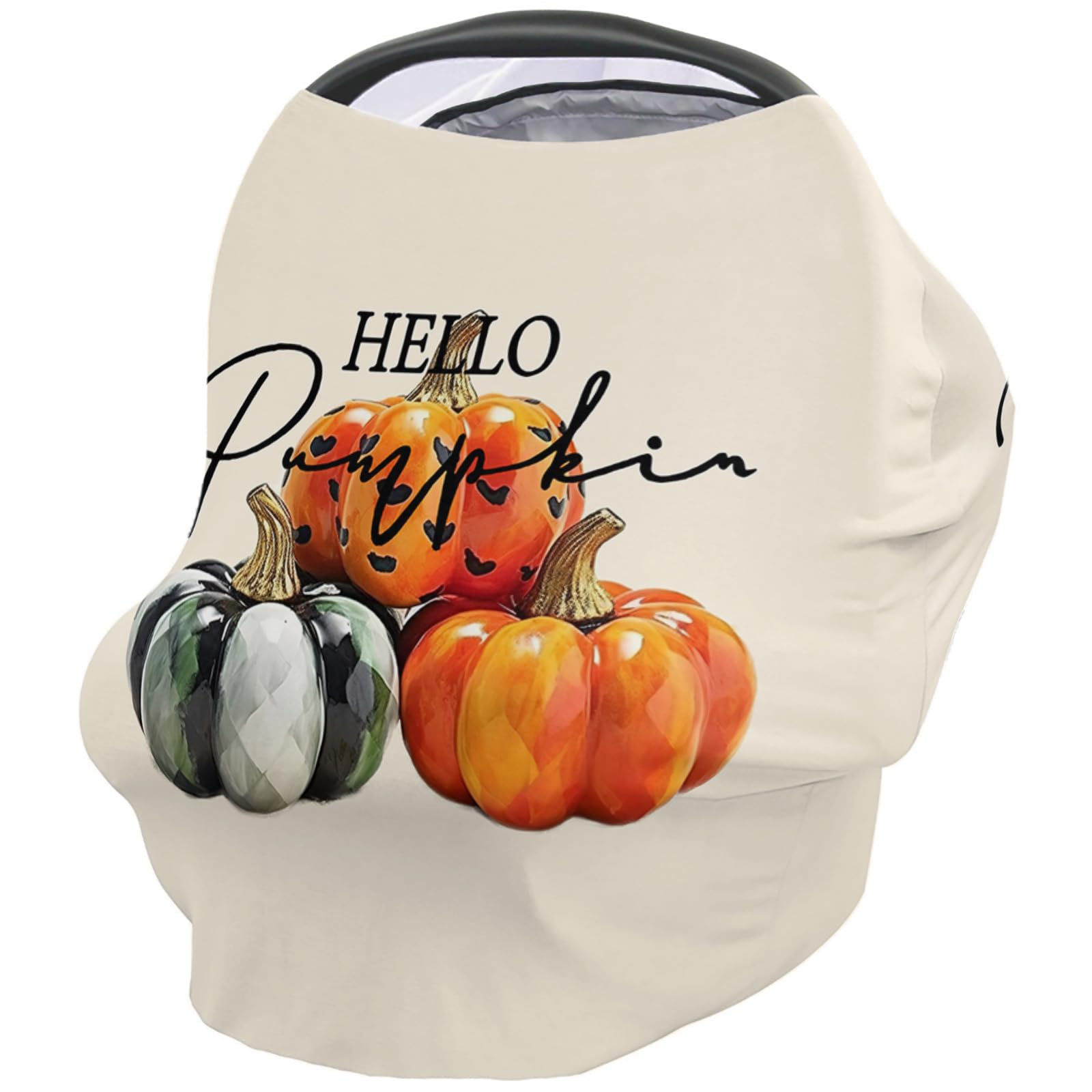 Nursing Cover for Breastfeeding Scarf, Fall Thanksgiving Pumpkin Baby Car Covers Super Soft Multi Use for Canopy Shopping Cart Cover Blanket Stroller Cover