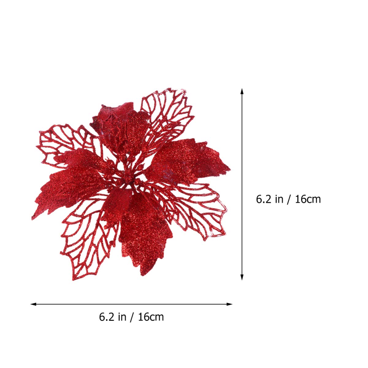 TOYANDONA Decoración Navideña 12 Pcs Glitter Poinsettia Flowers Hollow Artificial Flowers Christmas Ornaments Xmas Tree Hanging Pendant () Liquidación De Adornos Navideños