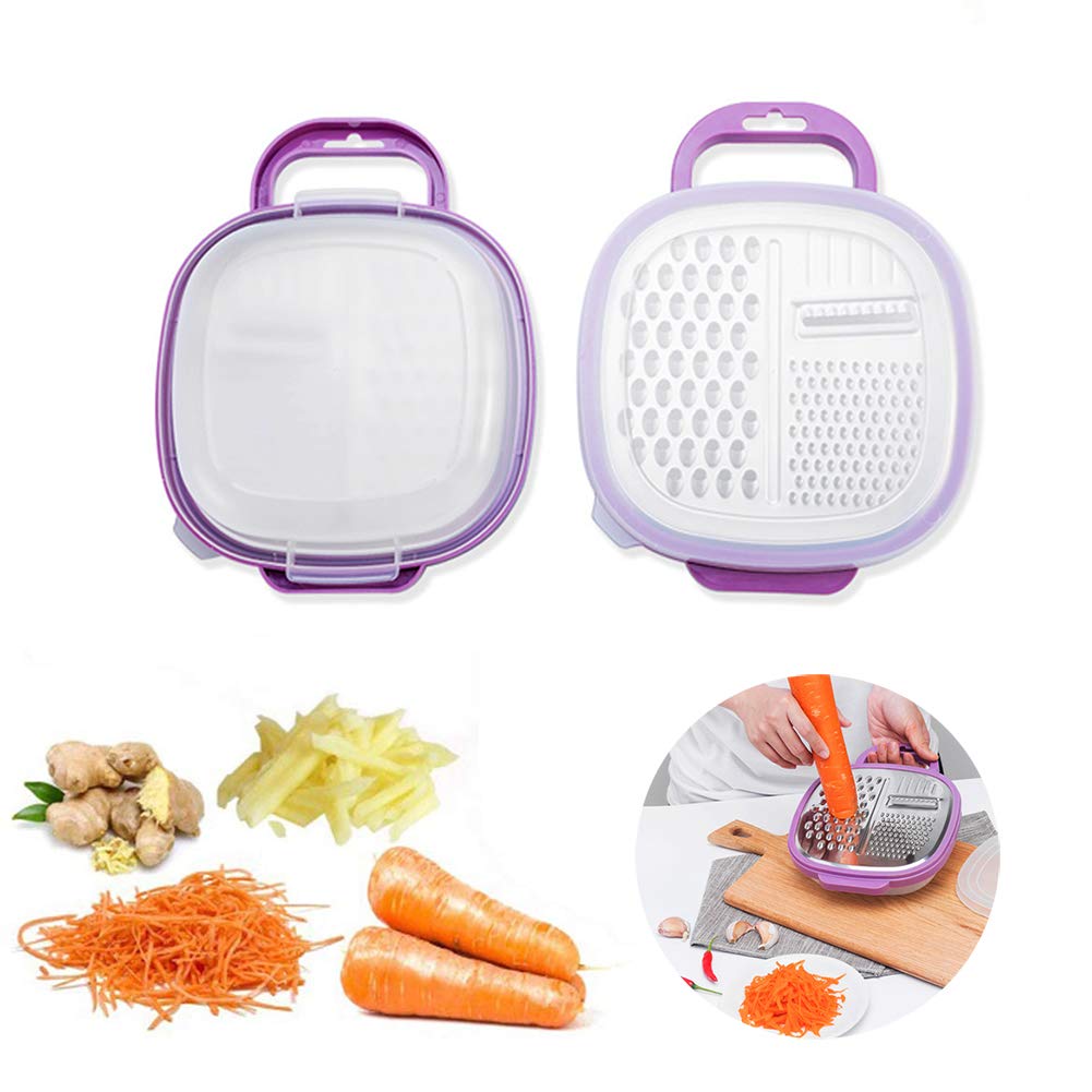 Li-HIM Cortadora de rallador de Queso/trituradora de Cocina de Acero Inoxidable con Caja de Almacenamiento, para Verduras de Jengibre Fruta Chocolate
