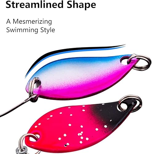 Miniatura 5 de TopHomer Juego de cebos giratorios de 12 piezas, kit de señuelos de pesca surtidos de metal duro, señuelos en línea Spinnerbait de agua dulce y