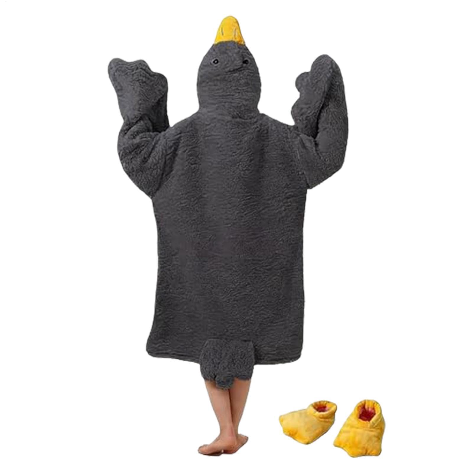 Coperta Con Cappuccio Adulti Set Costume Da Oca Caldo E Divertente In Pile | Coperta Indossabile Con Maniche Per Bambini E Adulti Inverno Freddo Per A Casa, Camera Da , Dormitorio, Feste