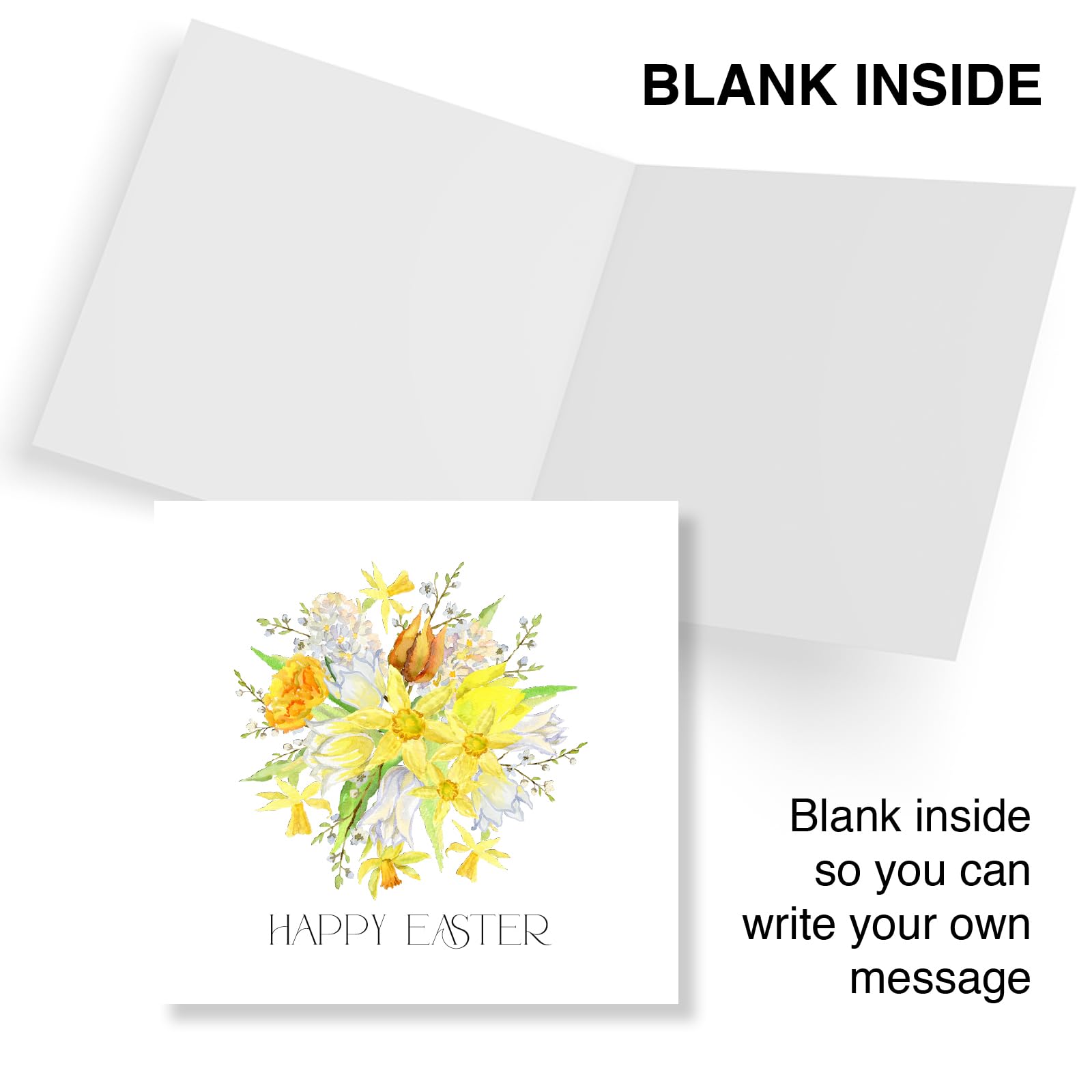 Biglietto Di Auguri Di Pasqua Punkcards - Acquerello Floreale Con Narcisi - Interno Bianco Con Busta Riciclata - 5