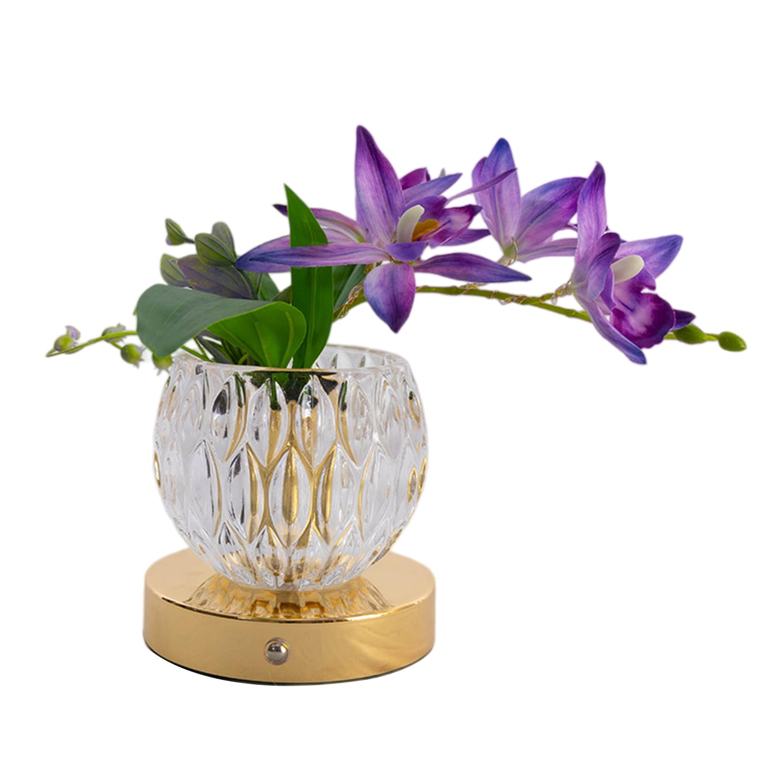 Introti 3-Color Touch Dimming Orchid Glass Night Light Rechargeable Artificial Flower Light Desktop Ambient Lights for Living Room Dining Room Bedroom Festival Home