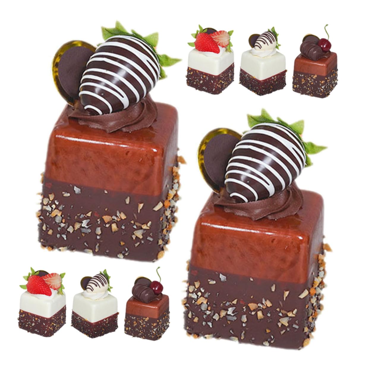 8pcs Aliments Artificiels Gâteaux aux Fraises Décoratifs Modèle de Gâteau Simulé pour Décoration Maison Photographie et Présentation la Cuisine