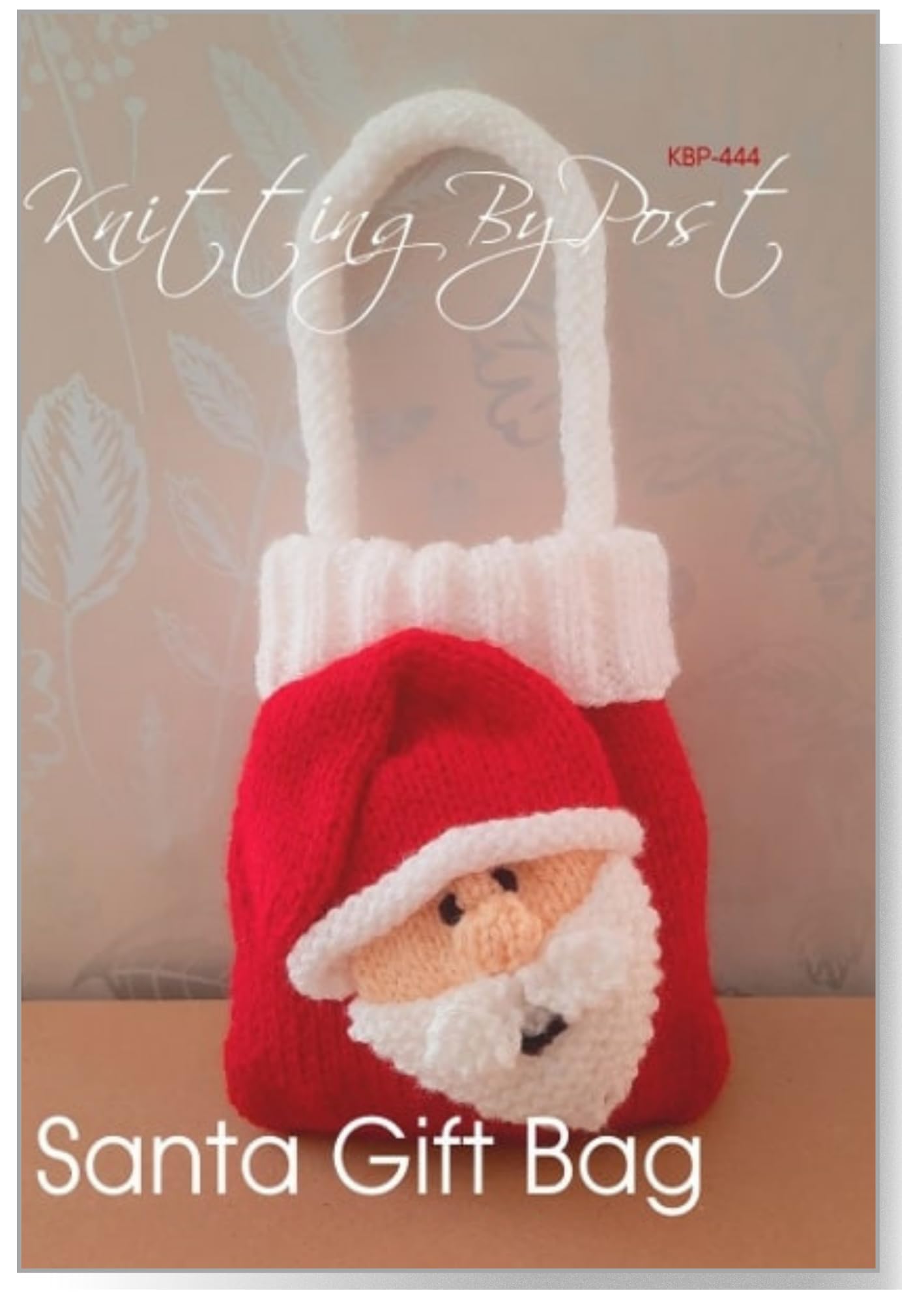 Knitting By Post Red, White, Black Knitting Pattern Santa Gift Bag From A Christmas Treat Holder Ready To Be Knit In Red And White