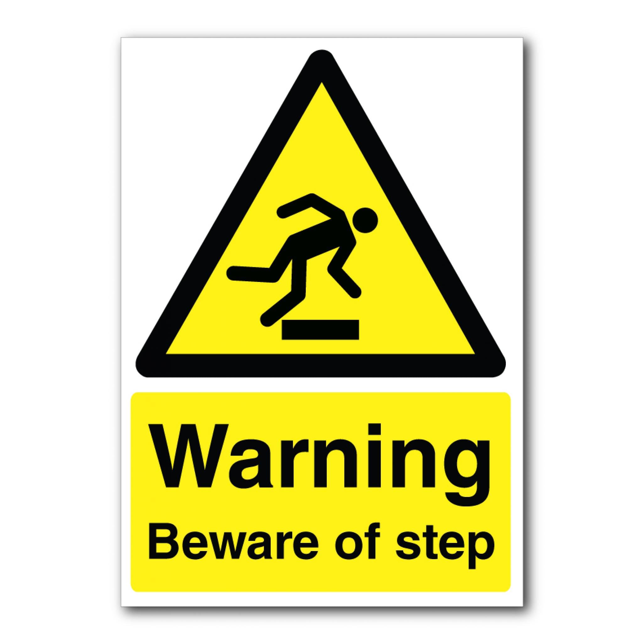 Warning Beware Of Step Sign Slips, Trips & Fall Hazard Sign, 12x8 Inch Metal Tin Sign, Anti-slip Reminder for Stair Areas