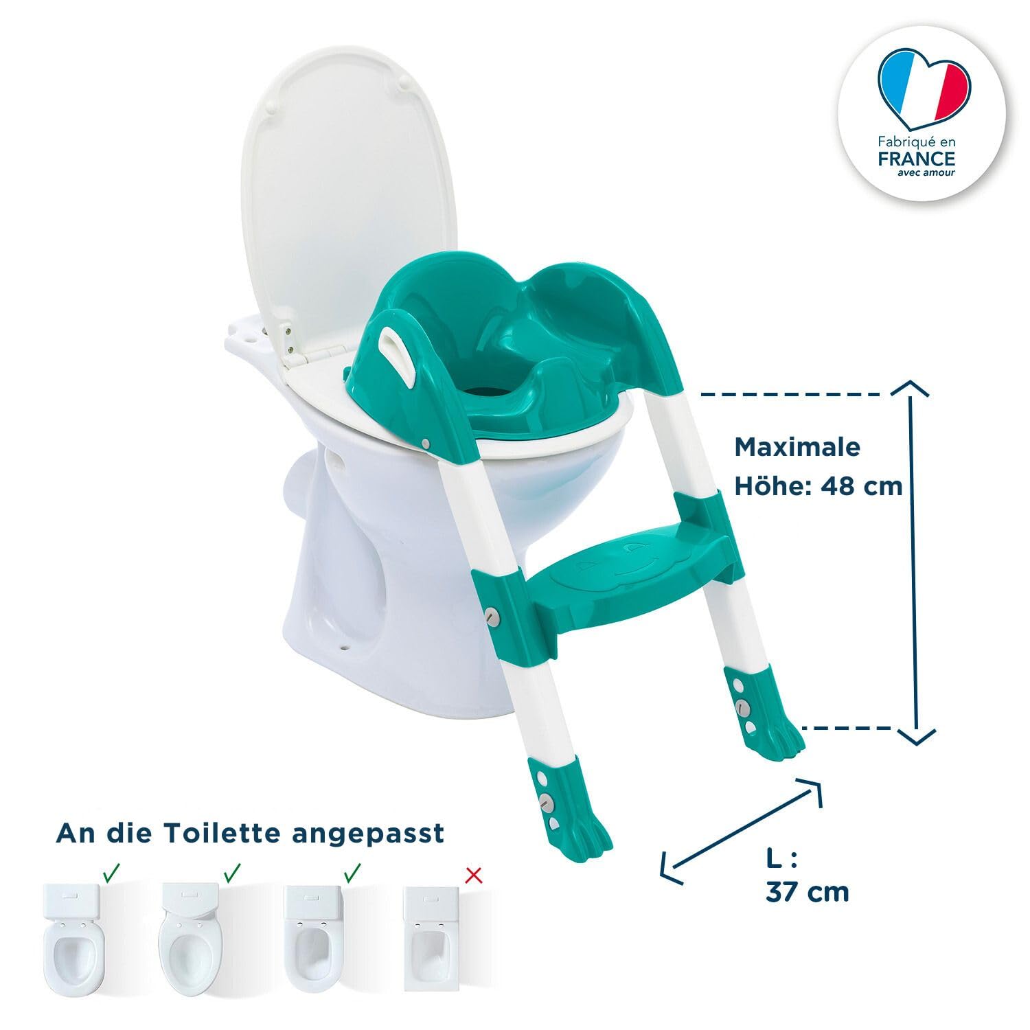 Thermobaby - Kinder-WC-Reduzierer - Kiddyloo - Clever, spielerisch & hygienisch - Verstellbare Beine- rutschfeste Stufe - Kompaktes Zusammenklappen - Ab 18 Monate