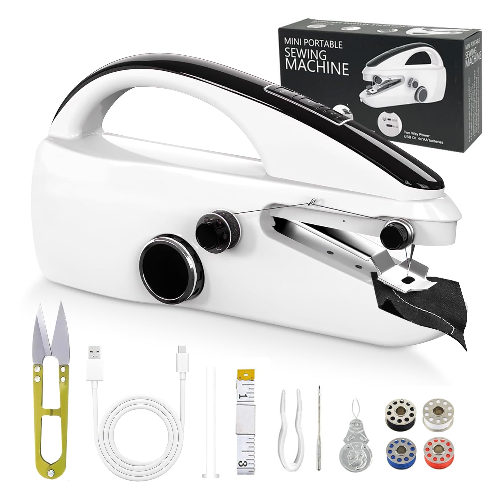 Handheld Sewing Machine Portable Mini Sewing Machine | With Sewing Kit, Dual Speeds, Easy to Use for Adults and Beginners, Ideal for Sewing Clothes, Fabrics and DIY
