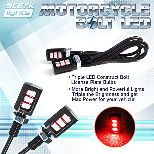 Stark SMD-BKL-RED-2X Car/Motorcycle License Led Bolt Screw - Triple Row Smd - High Power License Plate Led Light - Red cover