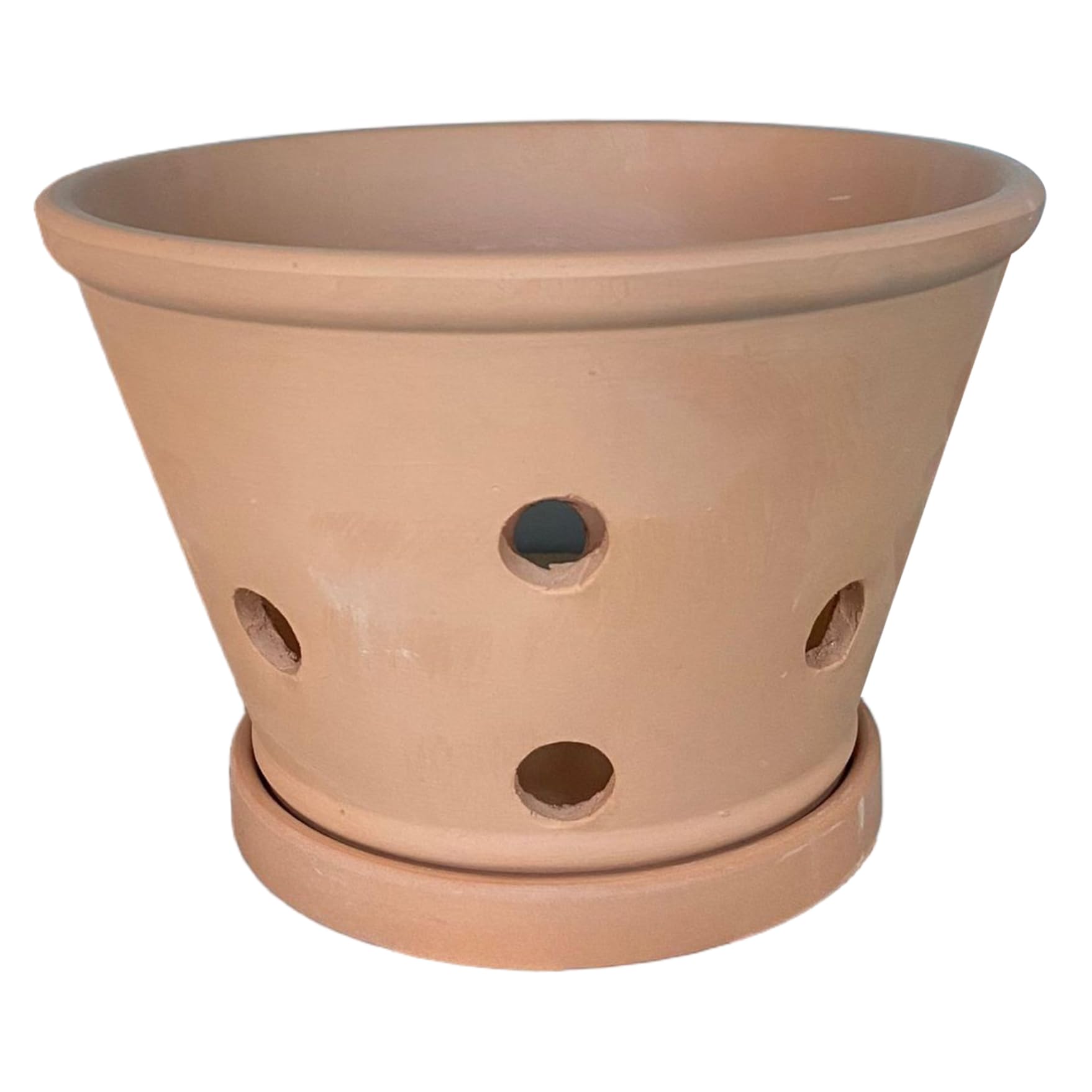 Faroby 6.1*4.5Inch Orchid Pots With Holes And Saucers, Clay Orchid Pots For Repotting Planter For Indoor Outdoor Promotes Air Circulation 6.1X4.5inch