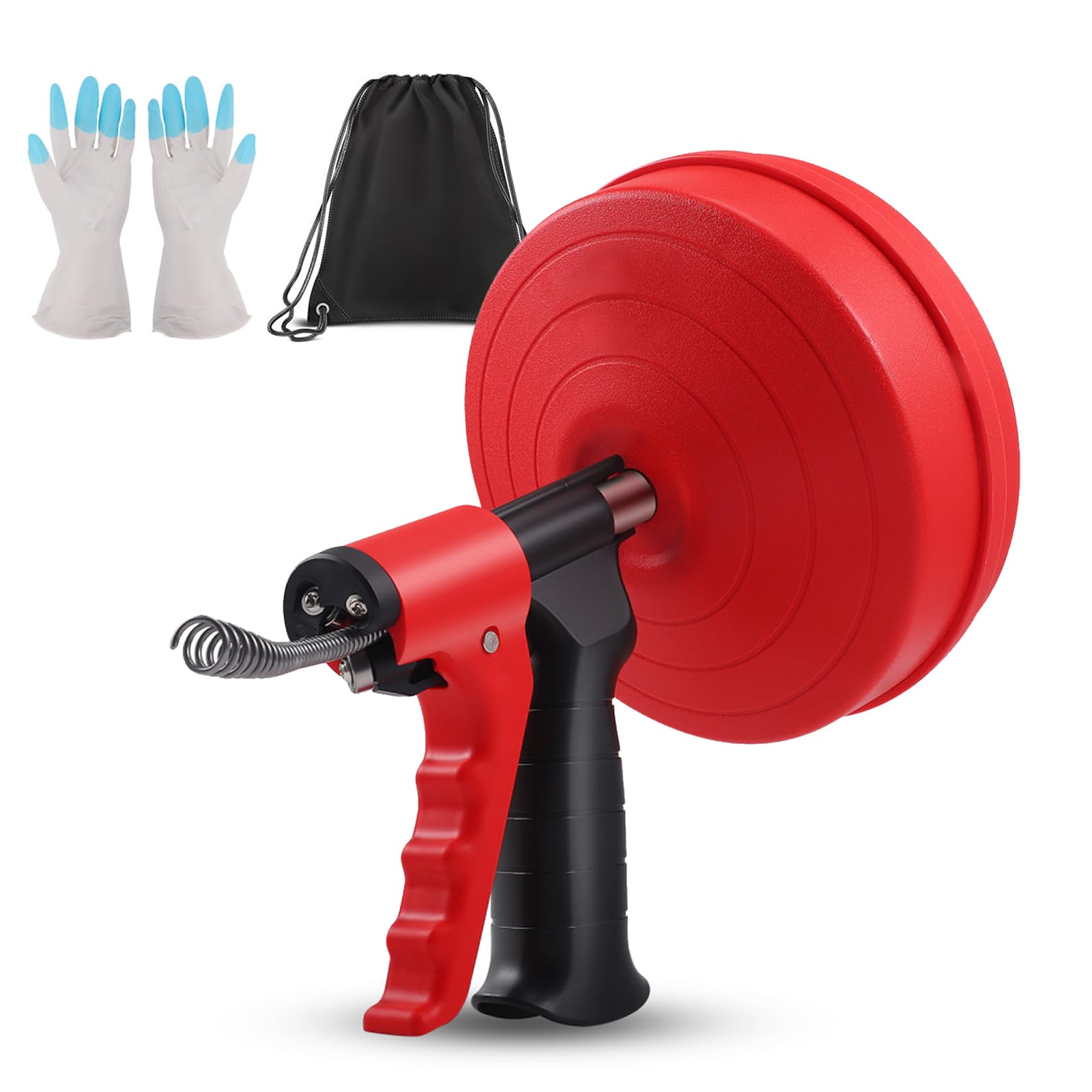 Spirale per Scarichi Professionali 10m Acciaio Temprato,Spazzola per Pulizia Automatica con Testina Rotante 360°,Rimuove Ostruzioni Capelli,Per Cucina,Bagno,Lavandino,Vasca Da Bagno