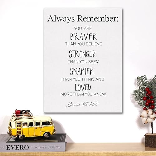 Miniatura 5 de Lienzo decorativo para pared, inspirador motivacional You Are Braver Than You Believe, impresión en lienzo positivo para guardería, oficina, sala de