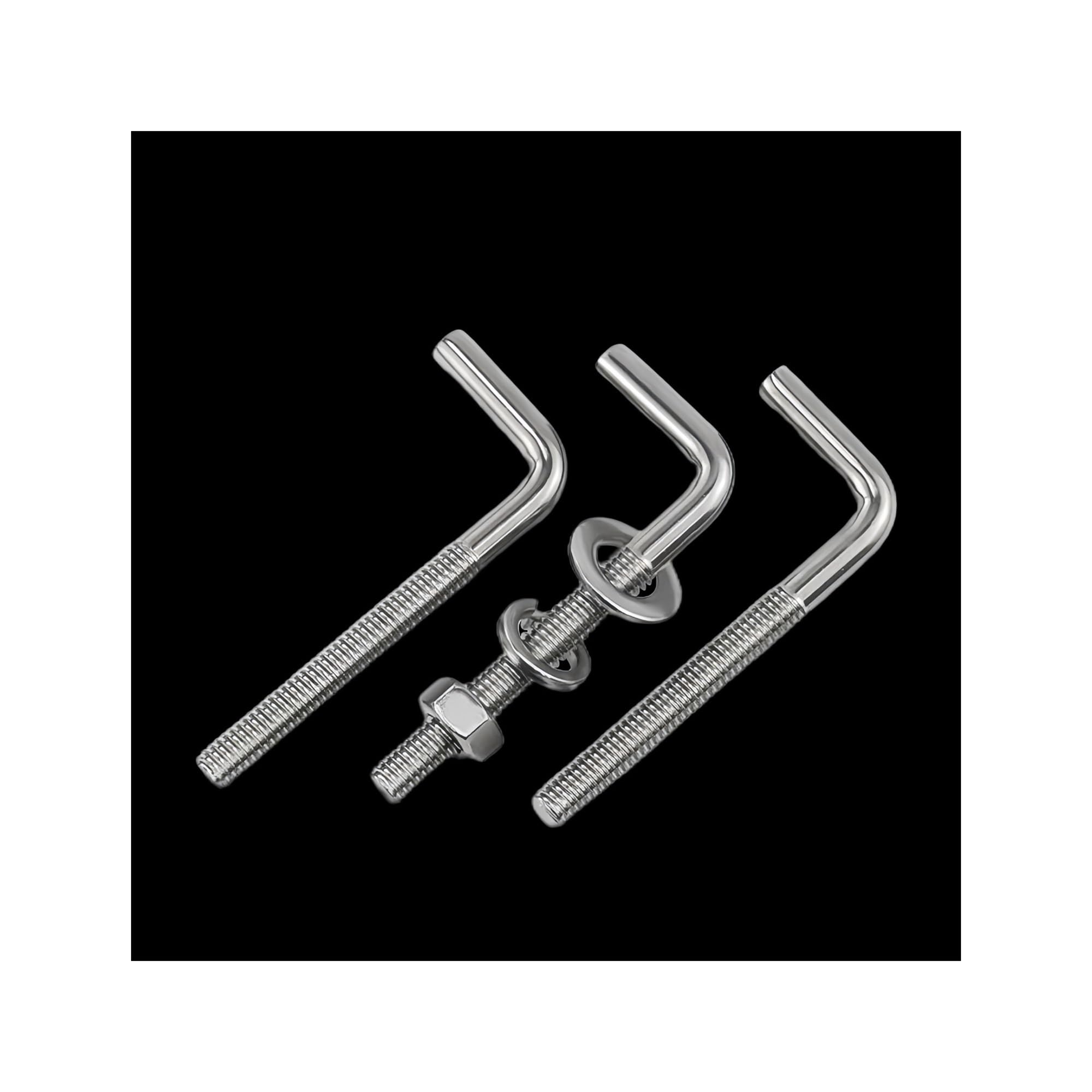 L-förmige Ankerbolzen aus Edelstahl 304 mit Muttern und Unterlegscheiben, Set M4, M5, M6, M8, M10, M12, rechtwinklige Schrauben, Vierkantbolzen(M10x200mm 2Sets)