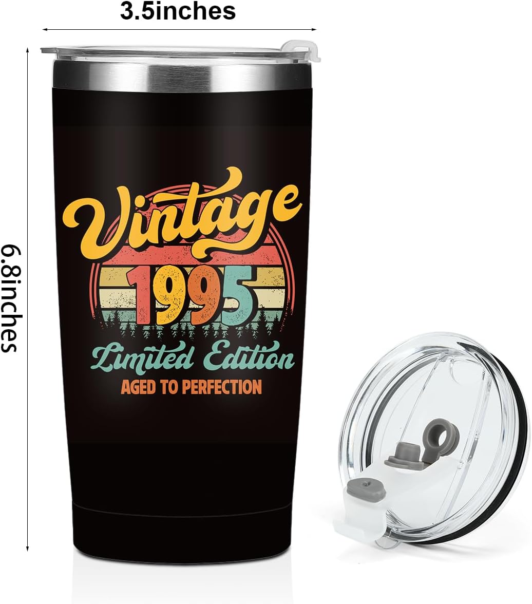 Vintage 1995, 31st Birthday Gifts for Men Him, 31st Birthday Decorations Tumbler, 20 oz Stainless Steel Insulated Coffee Mug, Gifts for 31 Year Old Man Friend, Travel Cup, Black Drinking Cup for Car - Image 6