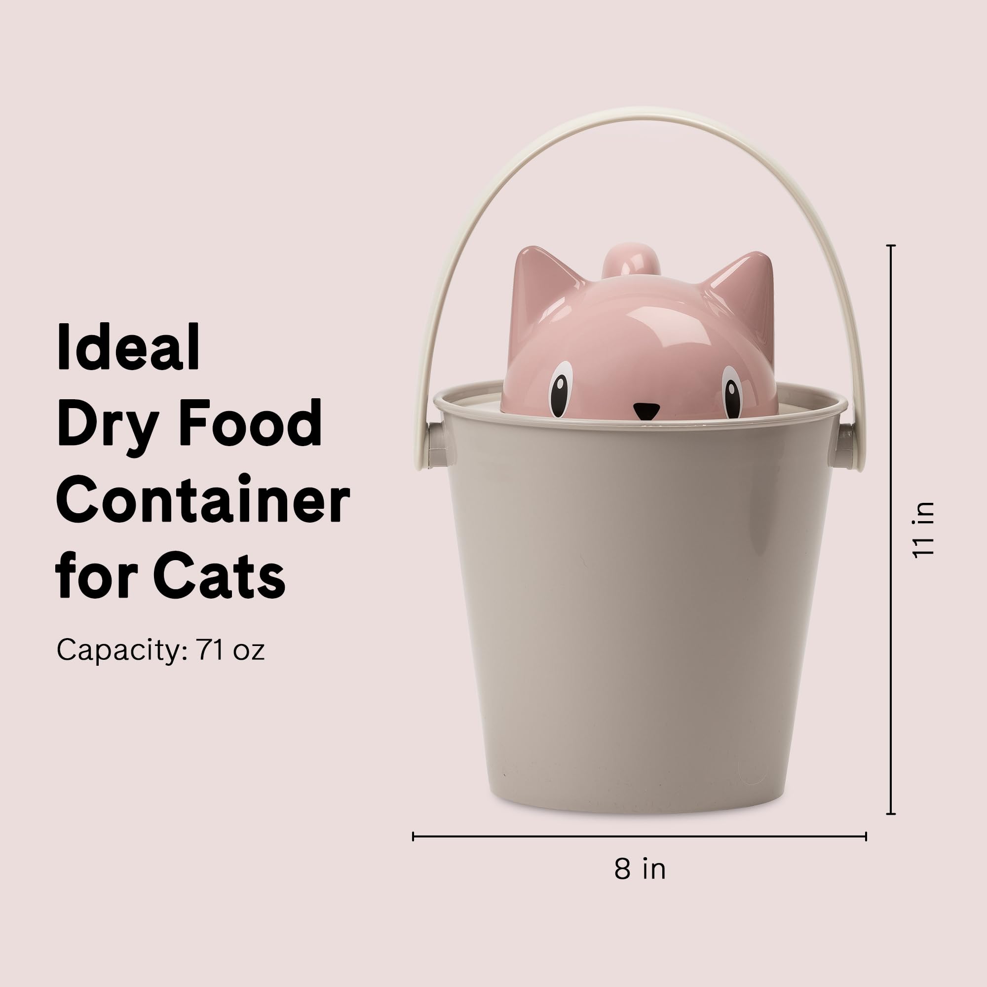 United Pets Crick pojemnik na karmę dla kotów, Made in Italy, różowy/szary, z łopatką do karmy, projektant: Stefano Giovannoni. Pojemnik na karmę dla kotów - rozmiar uniwersalny