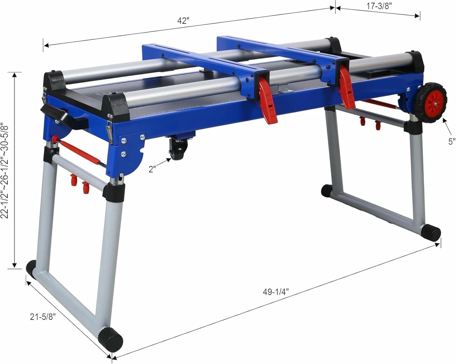 Soporte para sierra ingletadora, banco de trabajo plegable, estación de reparación portátil con andamio desmontable, plataforma rodante, bandeja de herramientas, altura ajustable