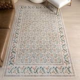 nuLOOM 8' x 10' Machine Washable Area Rug with Waterproof Spill Proof Surface, Stain Resistant Vintage Traditional Mat Living Room Dining Room Office, Lylah Ivory