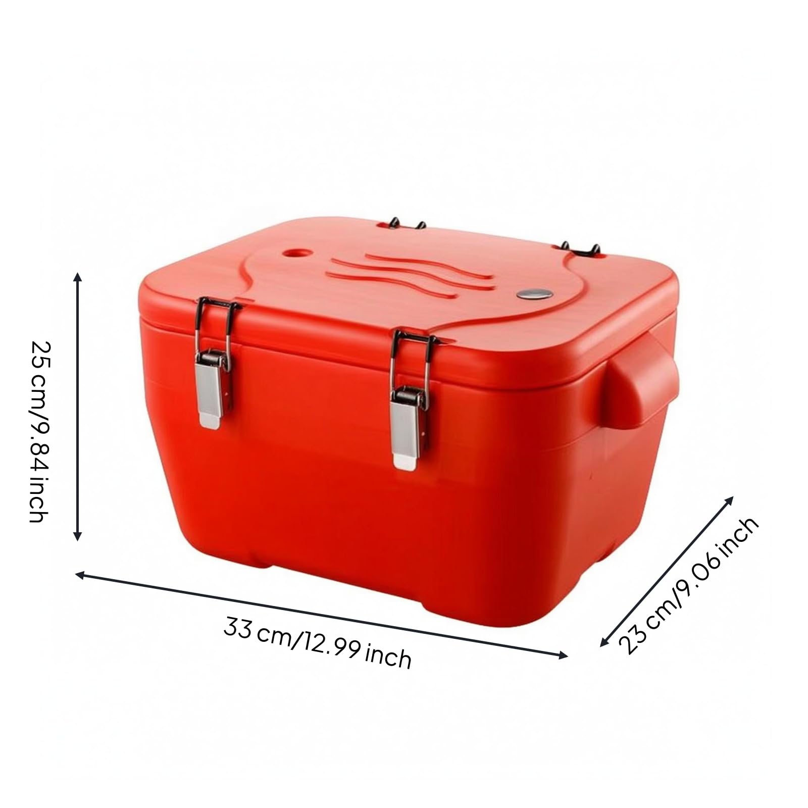 Caja Isotérmica Rojo Contenedor Térmico con Asa Contenedor Comida Acero Inoxidable, Nuevo Modelo Cuadrado 20L Rejilla Única